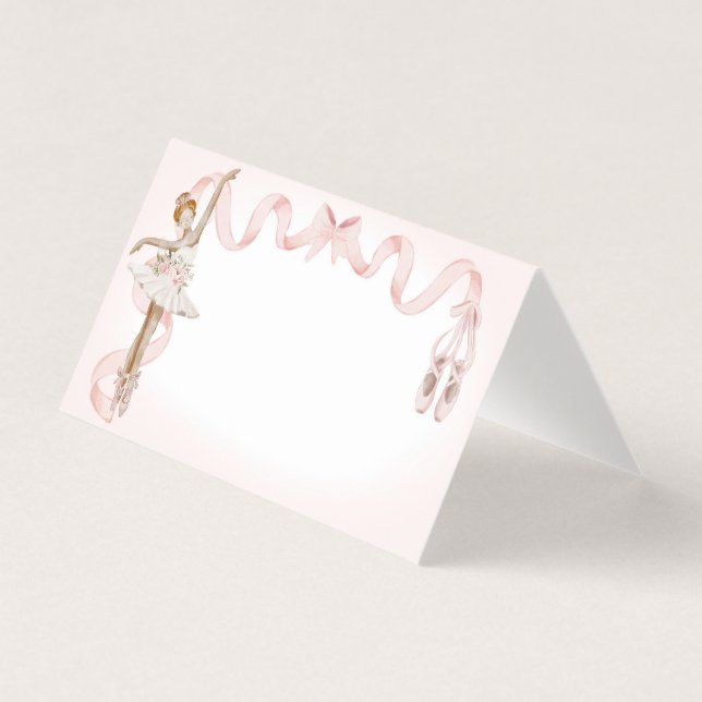 Pink Little Ballerina Place Card Party Decor (Front)