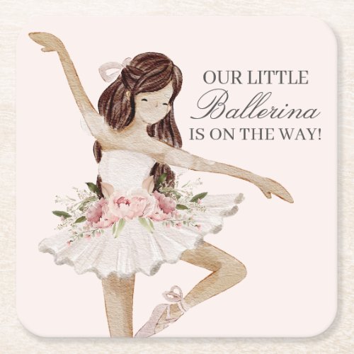 Pink Little Ballerina Plates Ballet Party Decor  Square Paper Coaster