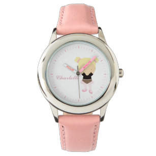 Pink Little Ballet Dancer Personalized {blonde} Watch
