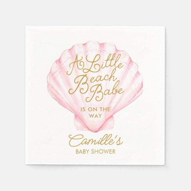 Pink Little Beach Babe Baby Shower Napkins (Front)