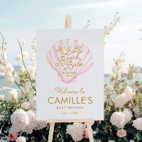 Pink Little Beach Babe Baby Shower Welcome Sign