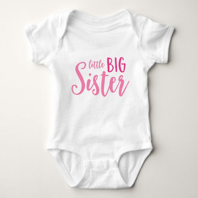Pink Little Big Sister Baby Bodysuit (Front)
