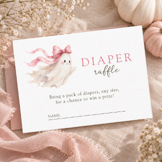 Pink Little Boo Baby Girl Shower Diaper Raffle Enclosure Card