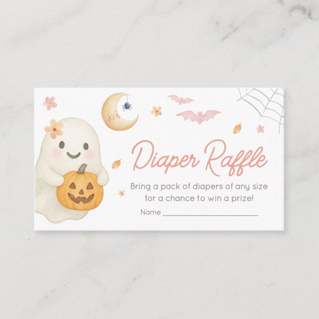 Pink Little Boo Baby Shower Diaper Raffle Enclosure Card (Front)