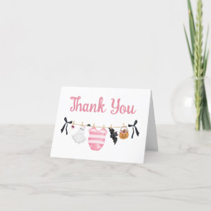Pink Little Boo Baby Shower Thank You Card