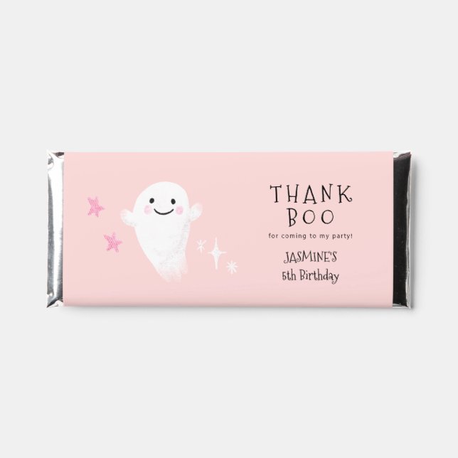 Pink Little Boo Birthday Hershey Bar Favors (Front)