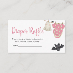 Pink Little Boo Clothesline Baby Diaper Raffle Enclosure Card