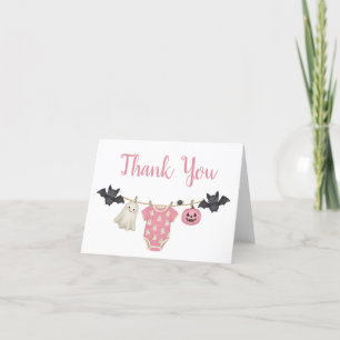 Pink Little Boo Clothesline Baby Shower Thank You Card