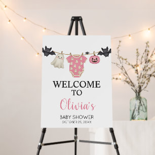 Pink Little Boo Clothesline Baby Welcome Sign