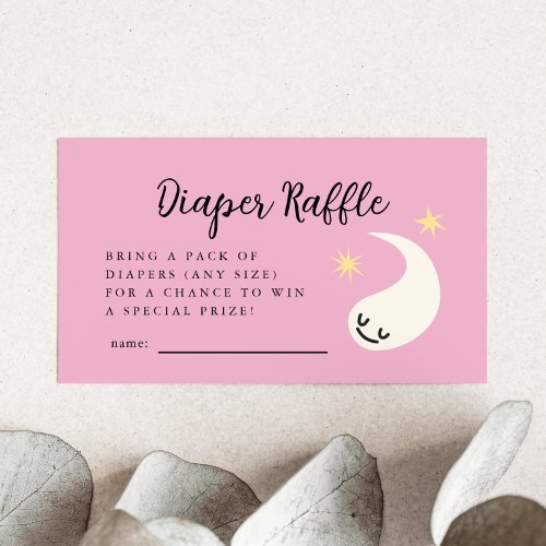 Pink Little Boo Diaper Raffle Ticket  Enclosure Card