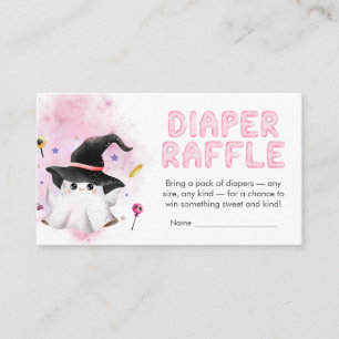 Pink Little Boo Ghost Baby Shower Diaper Raffle Enclosure Card