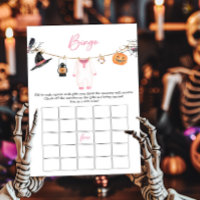 Pink Little Boo Halloween Baby Shower Bingo Game