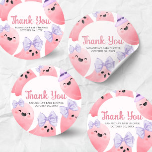 Pink Little Boo Halloween Baby Shower Classic Round Sticker