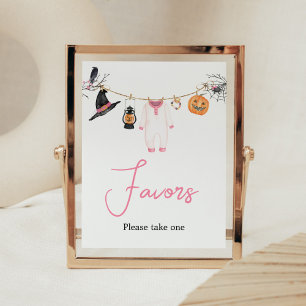 Pink Little Boo Halloween Baby Shower Favors Poster