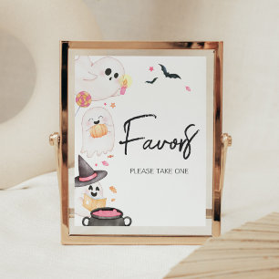 Pink Little Boo Halloween Baby Shower Favors Poster