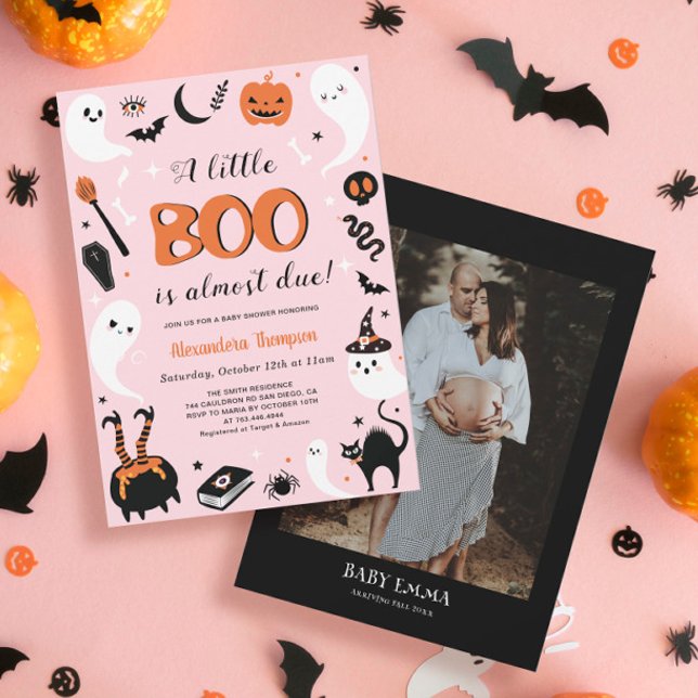 Pink Little Boo Halloween Baby Shower Invitation (Creator Uploaded)