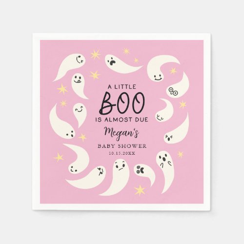 Pink Little Boo Halloween Baby Shower Napkins