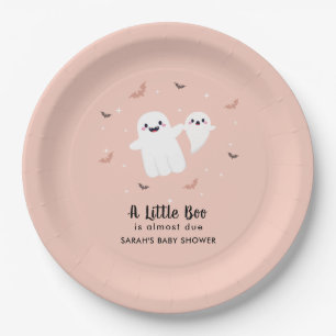 Pink Little Boo Halloween Baby Shower Paper Plates