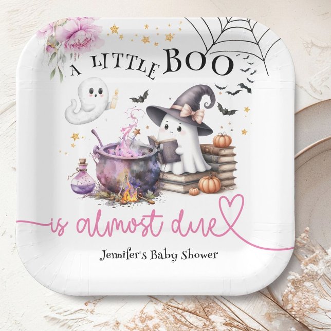 Pink Little Boo Halloween Baby Shower Paper Plates (Creator Uploaded)