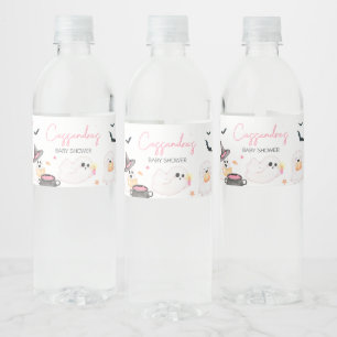 Pink Little Boo Halloween Baby Shower Water Bottle Label