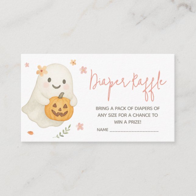 Pink Little Boo Halloween BabyShower Diaper Raffle Enclosure Card (Front)