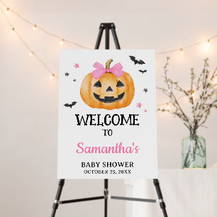 Pink Little Boo Spooky Pumpkin Welcome Sign