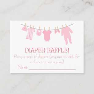 Pink Little Clothes Diaper Raffle Tickets Enclosure Card