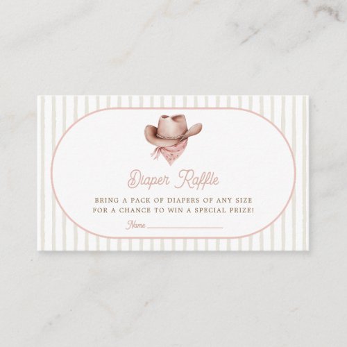 Pink Little Cowgirl Clothesline Diaper Raffle Enclosure Card