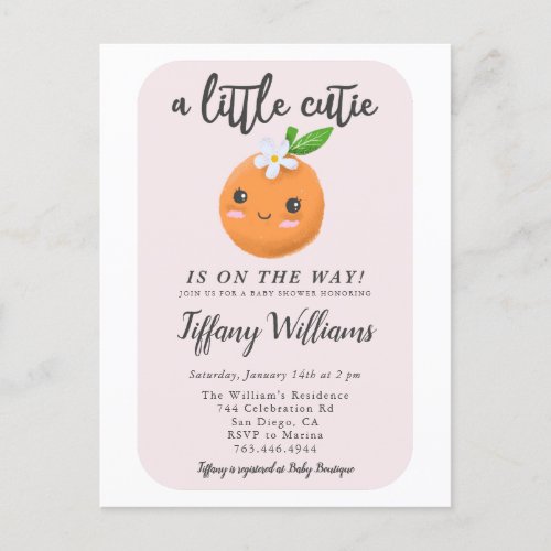 Pink Little Cutie Baby Shower Invitation Postcard