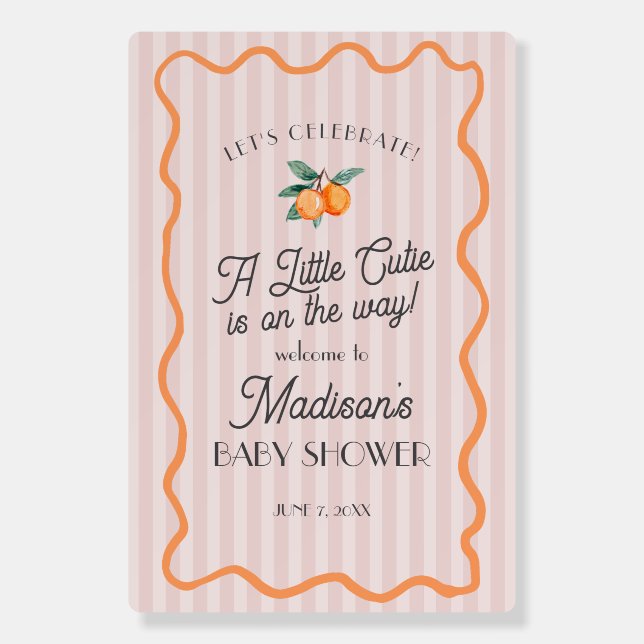Pink Little Cutie Citrus Baby Shower Welcome Foam Board (Front)