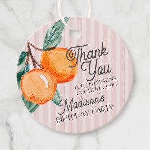 Pink Little Cutie Citrus Birthday Party Favor Tags
