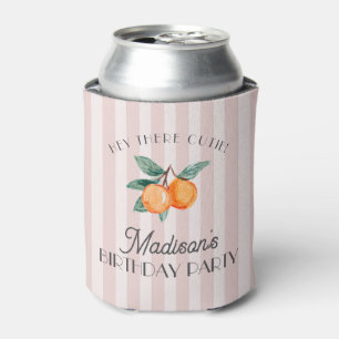 Pink Little Cutie Citrus Birthday Party Favors Can Cooler