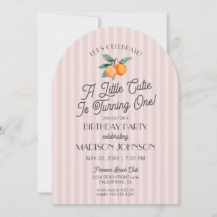 Pink Little Cutie Citrus Birthday Party Invitation