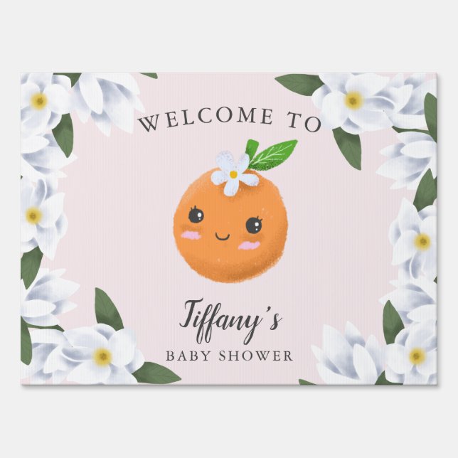Pink Little Cutie Floral Welcome Sign (Front)