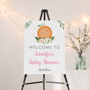 Pink Little Cutie Greenery Baby Shower Welcome Foam Board