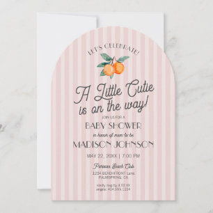 Pink Little Cutie On The Way Citrus Baby Shower Invitation