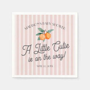 Pink Little Cutie On The Way Citrus Baby Shower Napkins