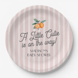 Pink Little Cutie On The Way Citrus Baby Shower Paper Plates