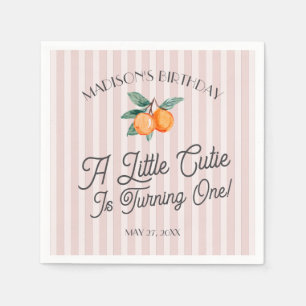 Pink Little Cutie Pastel Citrus Birthday Party Napkins
