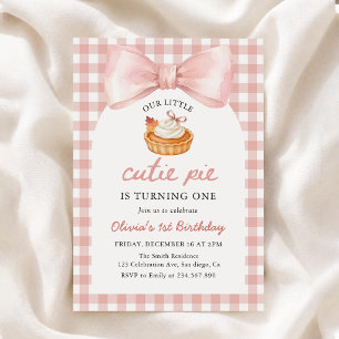 Pink Little Cutie Pie Fall 1st Birthday Invitation
