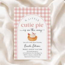 Pink Little Cutie Pie Fall Baby Shower Invitation