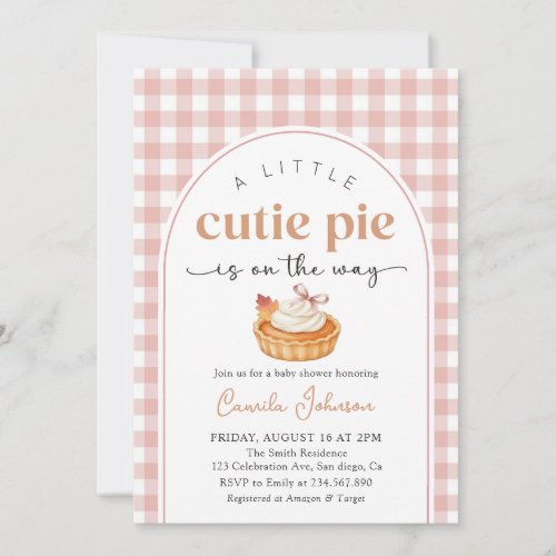Pink Little Cutie Pie Fall Baby Shower Invitation