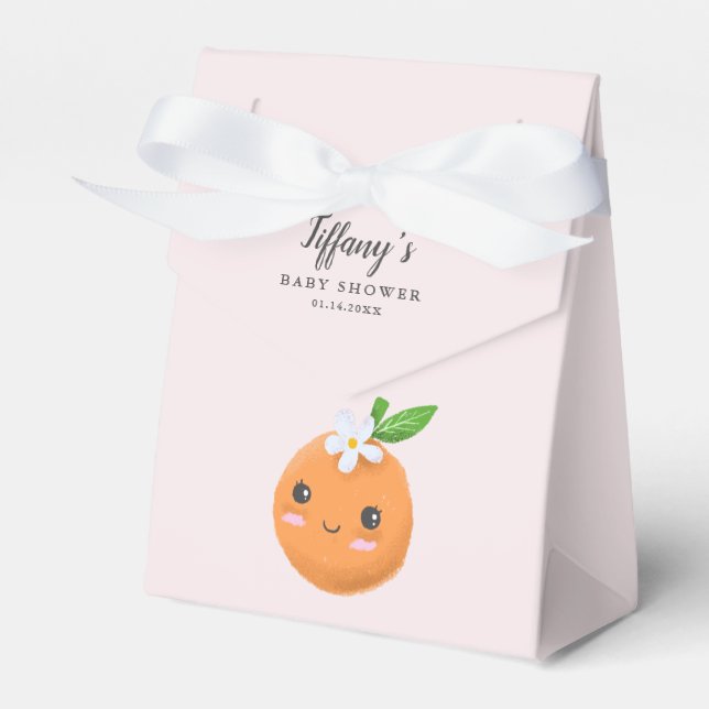 Pink Little Cutie Theme Baby Shower Favor Boxes (Front Side)