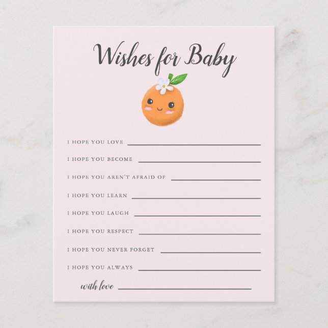 Pink Little Cutie Wishes for Baby Card (Front)