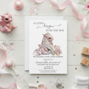 Pink Little Dragon is on the Way Baby Shower  Invitation