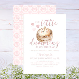 Pink Little Dumpling Watercolor Baby Shower Invitation