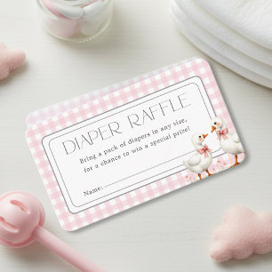 Pink Little Goose Girl Baby Shower Diaper Raffle Enclosure Card