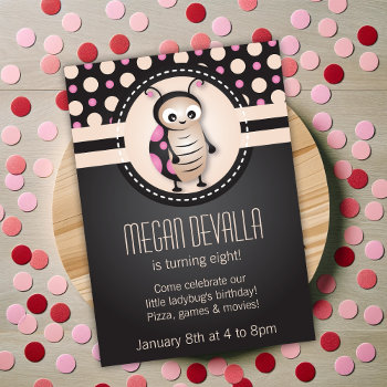 Pink Little Ladybug Birthday Party Invitation by youreinvited at Zazzle