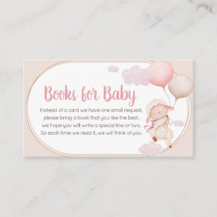 Pink Little Lamb Baby Shower Books for Baby Enclosure Card