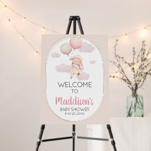 Pink Little Lamb Baby Shower Welcome Sign